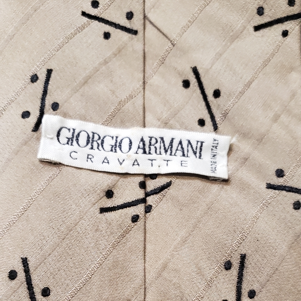 Giorgio ARMANI CRAVATTE beige pattern neck tie Made in Italy